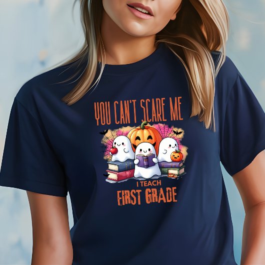 ファーストグレード先生おかしいハロウィンネイビーブルー Tシャツ