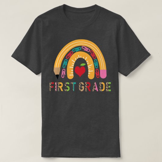 ファーストグレード先生パンシルレインボー新学期 Tシャツ (デザイン正面)