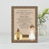 ファーストコミュニかわいらしオンガールバイチャーチ招待状 招待状 (スタンド正面)