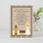 ファーストコミュニかわいらしオンガールバイチャーチ招待状 招待状 (スタンド正面)