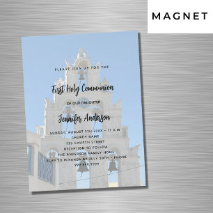 ファーストコミュニオカスタムン写真教会ラグジュアリー マグネット招待状