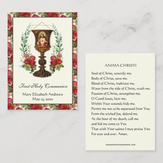 ファーストコミュニオンイエスキアシスバラ祈りの言葉 名刺 (正面/裏面)