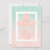 ファーストコミュニオンウォーターカラークロスピーチ&ミント 招待状 (正面)