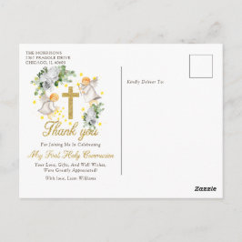 ファーストコミュニオンエンジェルグリッターサンキュー ポストカード