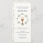 ファーストコミュニオンカード – ボタニカルリース&シンボル 招待状 (正面/裏面)