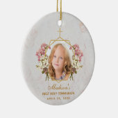 ファーストコミュニオンガール写真フローラピンクオーキッド金ゴールド セラミックオーナメント (右)