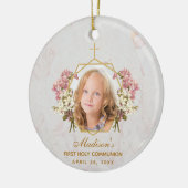 ファーストコミュニオンガール写真フローラピンクオーキッド金ゴールド セラミックオーナメント (左)