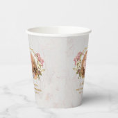 ファーストコミュニオンガール写真大理石ピンクオーキッド金ゴールド 紙コップ (左)