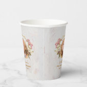 ファーストコミュニオンガール写真大理石ピンクオーキッド金ゴールド 紙コップ (右)