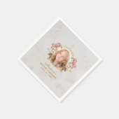 ファーストコミュニオンガール写真大理石金ゴールドピンクオーキッド スタンダードカクテルナプキン (角)