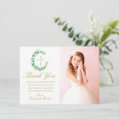 ファーストコミュニオングリーンリーリース金ゴールドクロスフォト サンキューカード (スタンド正面)