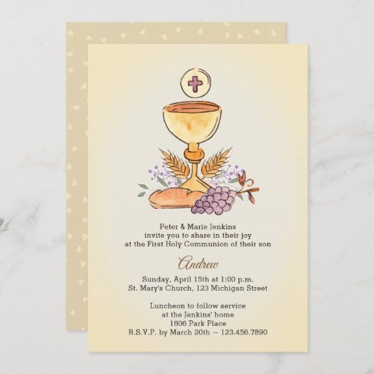 ファーストコミュニオンシャリス 招待状 (正面/裏面)