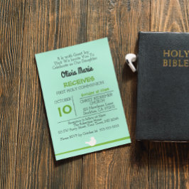 ファーストコミュニオンドーブオンブランチブルー招待状 招待状