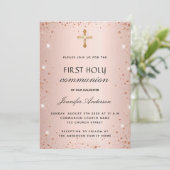ファーストコミュニオンバラ金ゴールドグリッター贅沢 招待状 (スタンド正面)