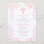 ファーストコミュニオンパスエレガントテルダマスククロスガール 招待状 (正面/裏面)