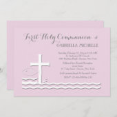 ファーストコミュニオンピンク招待状 招待状 (正面/裏面)