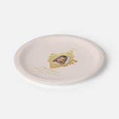 ファーストコミュニオンピンク金ゴールドガールフォトヴィンテージクレスト ペーパープレート (アングル)