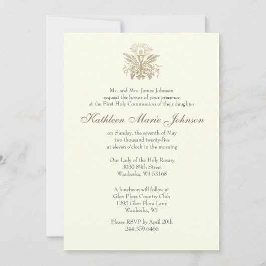 ファーストコミュニオンフローライエズディバイナリーフローラ 招待状 (裏面)