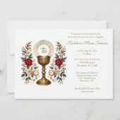 ファーストコミュニオンフローラユーチャーリストレッドローゼス 招待状 (正面)