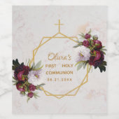 ファーストコミュニオンブルゴーニュピーオンマーブル金ゴールドフローラ ワインラベル (シングルラベル)