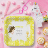 ファーストコミュニオンブルネットガールイエローダマスク ペーパープレート (パーティー)