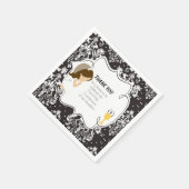 ファーストコミュニオンブルネットガールブラックダマスク スタンダードカクテルナプキン (角)