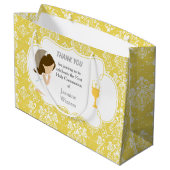 ファーストコミュニオンブルネットガール金ゴールドダマスク ラージペーパーバッグ (裏面アングル)