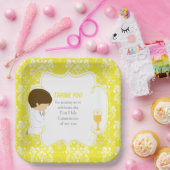 ファーストコミュニオンブルネットボーイイエローダマスク ペーパープレート (パーティー)