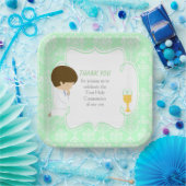 ファーストコミュニオンブルネットボーイグリーンダマスク ペーパープレート (パーティー)