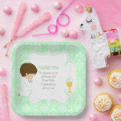 ファーストコミュニオンブルネットボーイグリーンダマスク ペーパープレート (パーティー)