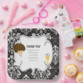 ファーストコミュニオンブルネットボーイブラックダマスク ペーパープレート (パーティー)