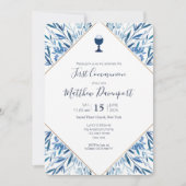 ファーストコミュニオンブルーグリーンリーカリス招待状 招待状 (正面)