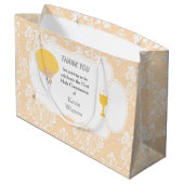 ファーストコミュニオンブロンドボーイピーチダマスク ラージペーパーバッグ (裏面アングル)