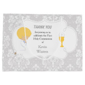 ファーストコミュニオンブロンド少年シルバーダマスク ラージペーパーバッグ (裏面)