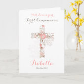 ファーストコミュニオンホワイトフローラクロスネームカード カード (黄色い花)