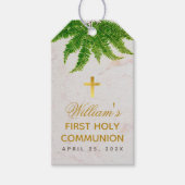 ファーストコミュニオンボタニカルファーンリーフ金ゴールド大理石 ギフトタグ (正面)