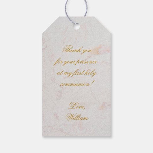 ファーストコミュニオンボタニカルファーンリーフ金ゴールド大理石 ギフトタグ (裏面)