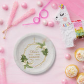 ファーストコミュニオンマーブル金ゴールドカラリエス幾何学模様 ペーパープレート (パーティー)