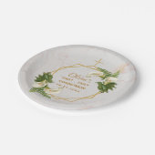 ファーストコミュニオンマーブル金ゴールドカラリエス幾何学模様 ペーパープレート (アングル)