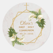 ファーストコミュニオンマーブル金ゴールドカラリエス幾何学模様 ラウンドシール (正面)