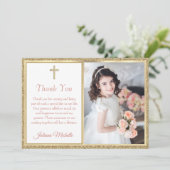 ファーストコミュニオン宗教金ゴールドクロスガール サンキューカード (スタンド正面)