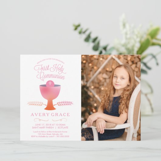 ファーストコミュニオン招待状 – ガールズフォト招待状 招待状 (スタンド正面)