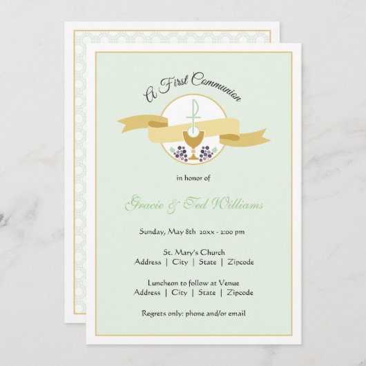 ファーストコミュニオン招待状-双子 招待状 (正面/裏面)