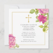 ファーストコミュニオン金ゴールドクロスピンクロセスフローラ 招待状 (裏面)