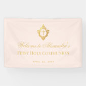 ファーストコミュニオン　ガール　ピンク　偽金　ヴィンテージ　クレスト 横断幕 (横)