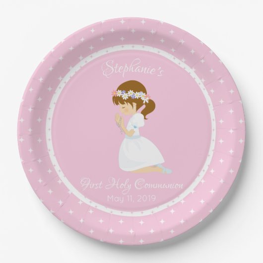 ファーストコミュニパーソナライズされたオンブルネットガール ペーパープレート (正面)