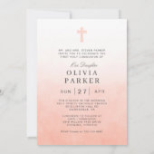 ファーストコミュニョシンプルン水の色のフォトガール 招待状 (裏面)