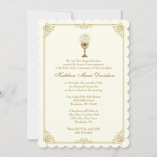 ファーストコミューニオンイエスフローラヴィンテージ 招待状 (正面)