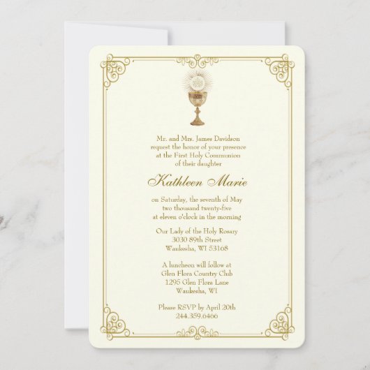 ファーストコミューニオンイエスフローラヴィンテージ 招待状 (正面)