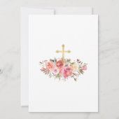 ファーストコミューニオンウォーターカラーフローラ赤面ピンクローズ 招待状 (裏面)